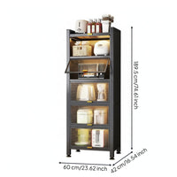 Floor Standing Microwave Stand Large Capacity Multi-Layer Kitchen Cabinet Steel Frame Kitchen Storage Cabinet for Null