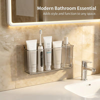 Bathroom Shelf Storage Wall Mounted Organizer, Cosmetics Box Transparent, No Drill Installation for Makeup Holder