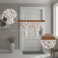Wall Bracket Shelf Ornate Shelf with Carved Support Wood-Toned for Entryway