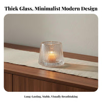 European Design Glass Candle Cup Aesthetic Design Glass Votive Holder Long-Lasting for Home Decorators, Homeowners, Living Room, Bedroom