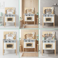 Wooden Play Kitchen Child Centered Pretend Play Kitchen Pretend Cooking Playset for Playroom, Preschool