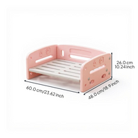 Washable mesh pet bed, non-slip base.
