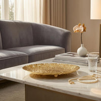 Raised Feet Oval Footed Tray Shallow Hammered Metal Tray Easy to Clean Textured Finish Artisan-Made for Tabletop Display
