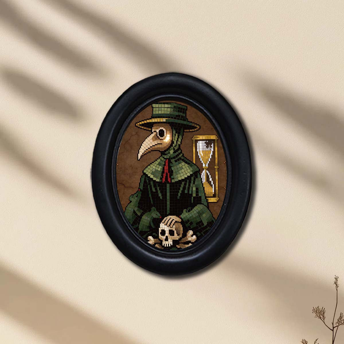 Gothic Art Photo Frame, Oval Wooden Picture Frame for Wall or Table