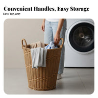 With Handles Wovendesign Plastic Bin Large Capacity Ventilated Plastic Basket Stylish Appearance Laundry Hamper Breathable Design for Families, Homeowners, Students, Bedroom, Bathroom, Dorm Room, Nursery