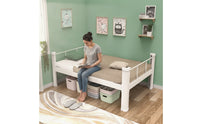 Bed Frame with Guard Rails No Box Spring Needed Metal Foundation Bed Frame Minimalistic Furniture for Students, Bedrooms, Dorms