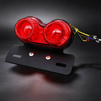 High Visibility Motorcycle Tail Light with Bracket Bright Dual Round Tail Light Long-Lasting Universal for Custom Bike Builds
