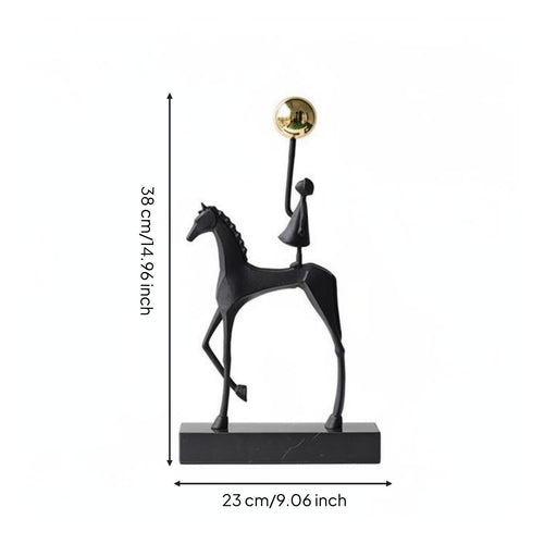 Equestrian Figure Statue Minimalist Design Abstract Horse Figurine Artisanal