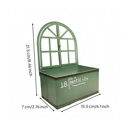 Arched Window Planter Stable Base Vintage Iron Planter Rust-Resistant