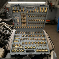 128 Pieces Hard Carrying Case Automotive Air-Conditioning Leak Detection Kit Molded Interior Air-Conditioning Repair Tool Kit Organized Compartments Latch Closures for Garage
