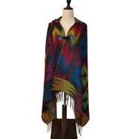 Ethnic Style Imitation Cashmere Scarf Thick Warm Women's Shawl Poncho for Autumn Winter