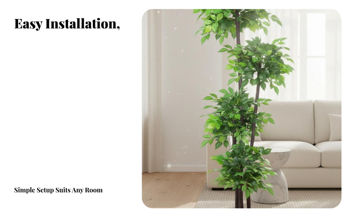 Realistic Look Imitation Happiness Tree Low Maintenance Faux Potted Tree Long-Lasting Potted Faux Plant Will Not Fade for Interior Decorators, Busy People, Office Workers, Living Room, Entryway, Bedroom, Patio