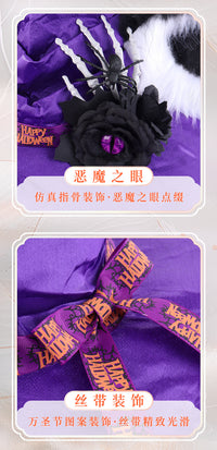 万圣节帽子毛绒兽耳女巫帽cosplay暗黑蜘蛛手骨魔法师表演道具