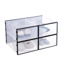 Stackable Plastic Shoe Storage Boxes with Lids and Ventilation Holes, Set of 4
