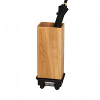 Rolling Umbrella Stand Open Top Wood-Grain Umbrella Stand