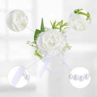 Wrist Corsage with Pearl Bracelet Decorative Wristlet Accessory Lightweight for Bridesmaids, Weddings, Prom