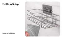 Adhesive Shower Basket Multi-Purpose Wall Shelf Rustproof for Renters, RV Owners