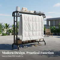 Large Capacity Mobile Wardrobe Rack Easy Assembly Rolling Garment Rack Rust-Resistant Freestanding Clothes Organizer for Homeowners, Boutique Owners, Balcony, Laundry Room, Entryway, Walk-in Closet