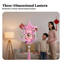 Traditional Lantern, DIY Cartoon Castle Lantern, Handheld Glowing Flower Light for Children, Festive Decoration