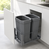 Trash Bin Sorting Under Sink Drawer-Type Odor-Blocking Slim Plastic Gray