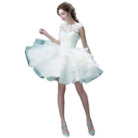 White Lace Short Bridal Gown Bridesmaid Dress for Evening Party & Events