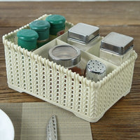 Rattan Remote Control Storage Box Multi-Grid Desktop Organizer for Home and Office