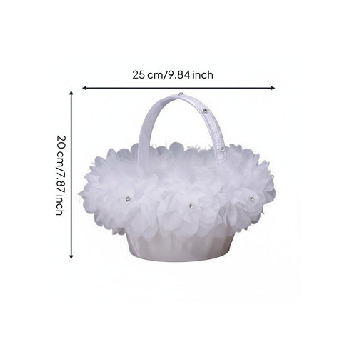 Flower Girl Basket Elegant Petal Hand Basket Decorative for Reception