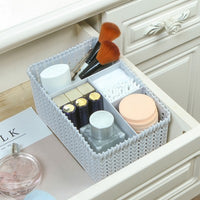 Rattan Remote Control Storage Box Multi-Grid Desktop Organizer for Home and Office