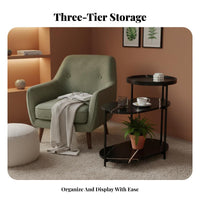 3-Tier Shelf Table Space-Saving 3-Tier Accent Stand Rounded Edges for Homeowners