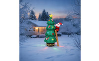 Freestanding Inflatable Christmas Tree with Santa Festive Christmas Tree with Climbing Santa Outdoor Decoration Indoor for Yard, Porch, Entryway