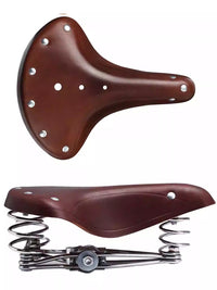 Vintage Leather Bicycle Saddle with Triple Springs