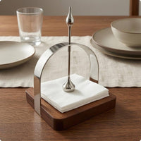 Stainless Steel Napkin Holder Rounded Corners Walnut Wood Napkin Holder