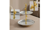 Fruit Tray with Stem Textured Serving Platter Stainless Steel for Dining Table