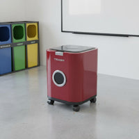 Rolling Trash Bin Movable Lidded Garbage Can Large Capacity for Bathroom