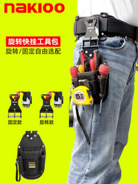 nakioo Multi-Function Rotating Quick-Hang Electrician Tool Bag with Belt
