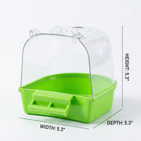 Bird Bath for Parrot, Cockatiel, and Budgie; Covered Corner Design with Screws; Pet Bird Bath for Small Birds and Canaries