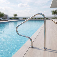Corrosion-Resistant Stainless Steel Pool Handrail Heavy Duty Pool Handrail with Mounting Bases Secure Grab Stable for Swimmers