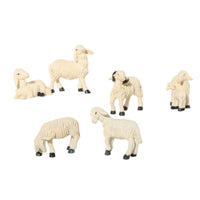 6 Pieces Sheep Figurines in Tray Small Resin Sheep Figurines Textured Decorations for Shelves