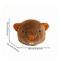 Furry Creature Cap Hat Brown Rodent Head Hat Stuffed Headwear