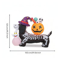 Outdoor Inflatable Skeleton Dog Freestanding Skeleton Puppy with Pumpkin for Lawn