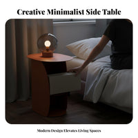 C-Shaped Side Table Minimalist aesthetic Nightstand Storage Shelf for Small Spaces