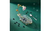 Leaf Crystal Fruit Bowl Luxury Design Leaf Glass Tray Elegant for Hotel, Bar