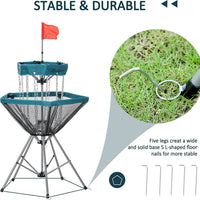 12-Chain Portable Metal Disc Golf Basket Target for Outdoor Practice