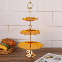 3-Tier Dessert Stand Round Cupcake Stand Easy to Assemble Cupcake rack with Metal Rod for Wedding Planners, Weddings