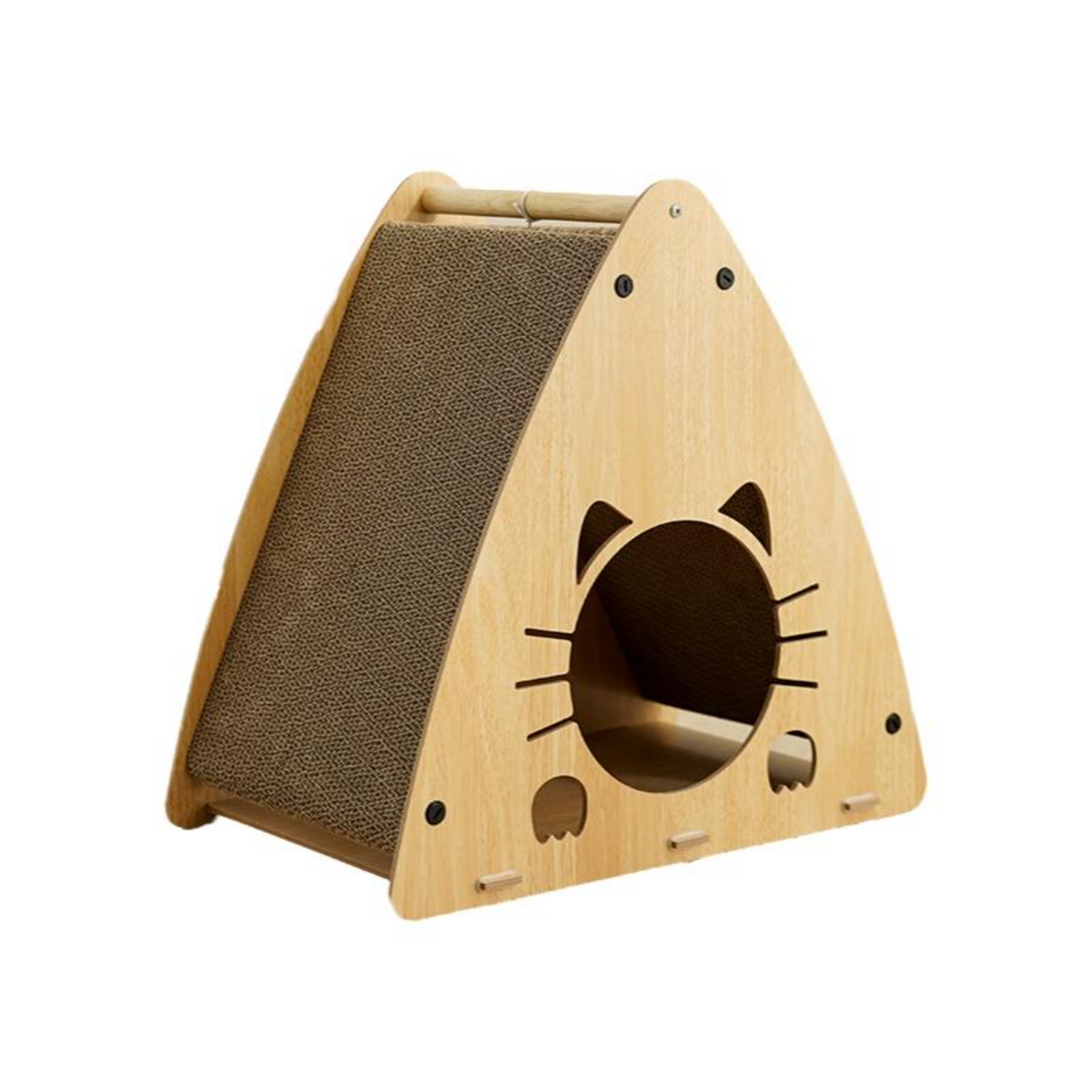 Triangular cat scratcher-bed combo
