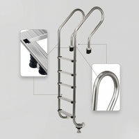 5-Step Pool Ladder Resistant Stainless Steel Pool Ladder Heavy Duty for Hotels, in-Ground Pools