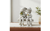 Boy and Girl on Bench Figurine Artisan-Crafted Look Resin Couple Ornament