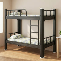 Metal Bunk Bed Black Iron Bunk Bed Space-Saving Furniture for Students, Teens, Dorm Room, Accommodation for Students, Shared Bedroom