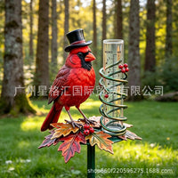 跨境新品Cardinal Bird Decorative Rain Gauge 红衣主教鸟雨量计
