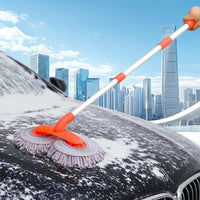 Cleaning Brush for Car Exterior Cleaning with Extendable Handle, Car Cleaning Brush with Two Soft Brush Mop Heads, Washing Brush for SUV, Mop
